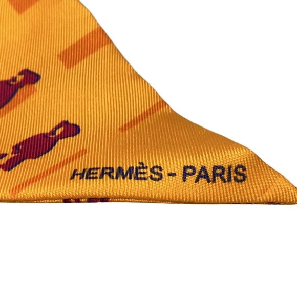 Auth HERMES Twilly - Orange Bordeaux Blue Scarf - Picture 4 of 4